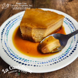 Mexican egg custard served by the slice
