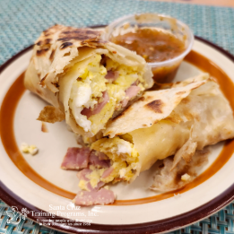 Eggs with ham burrito